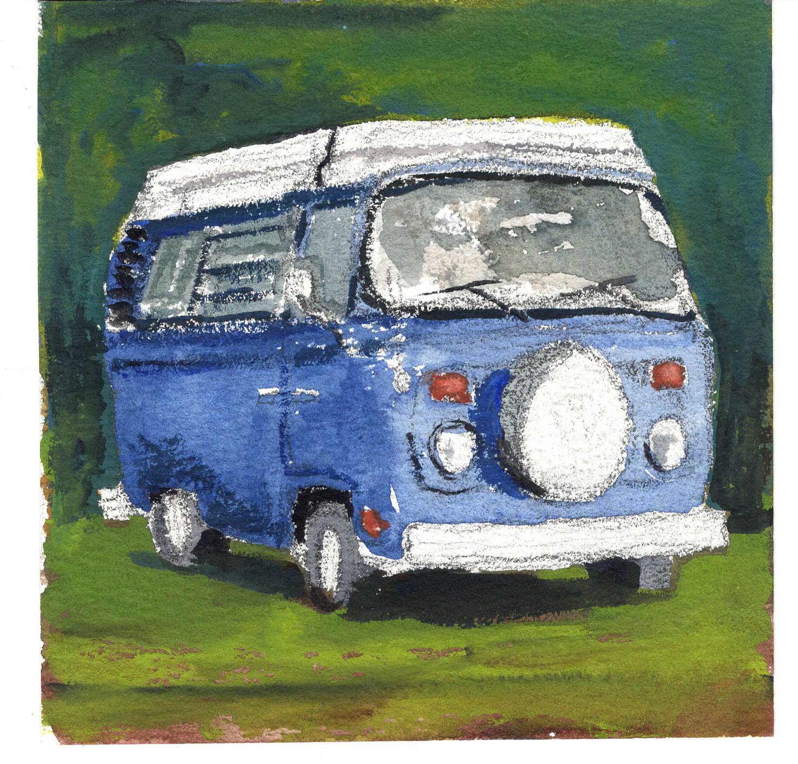 watercolor of VW van by Mark Mclychok