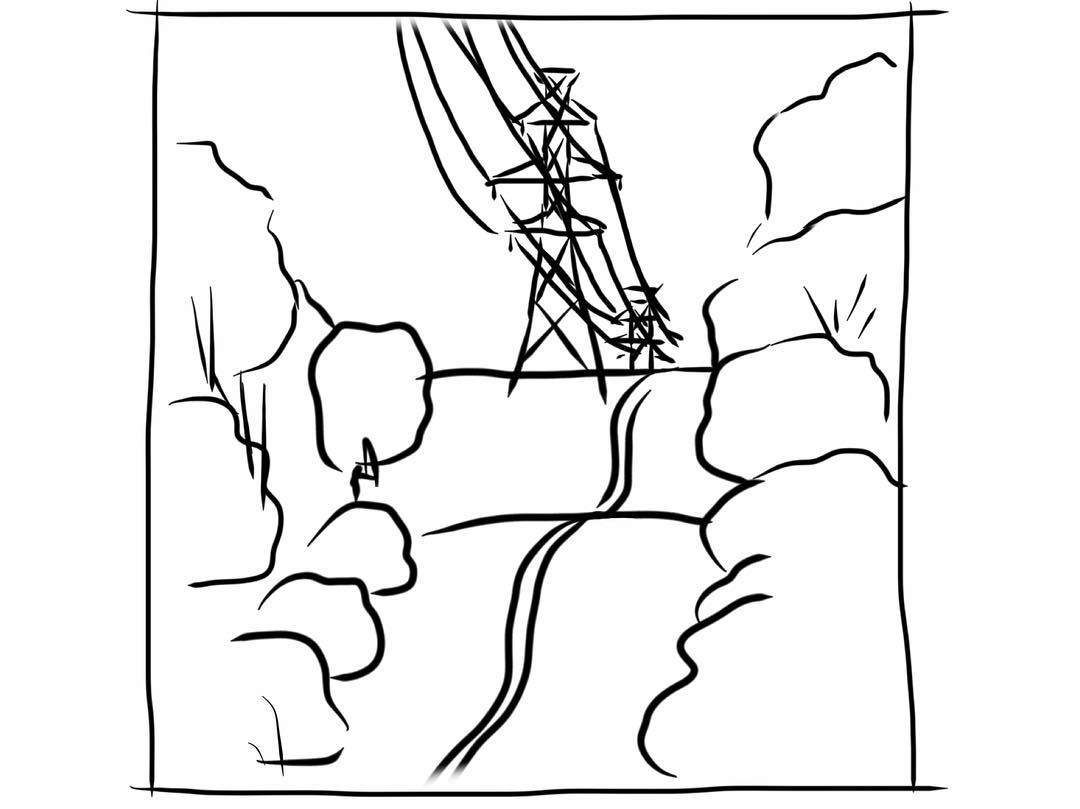 drawing of powerlines
