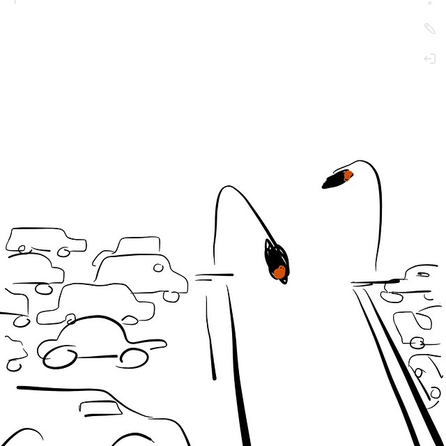 abstract car drawing, intersection